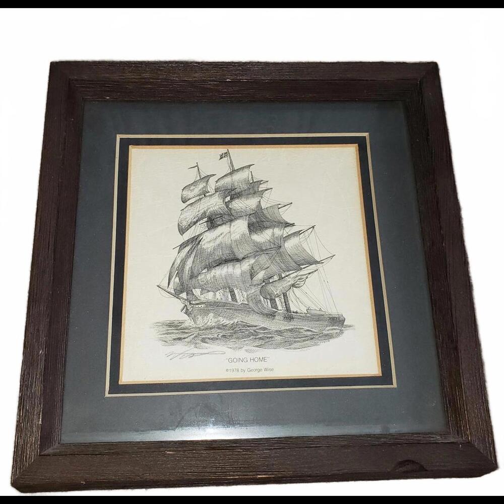 Vintage Framed Art Print 'Going Home' by George Wise - 1978